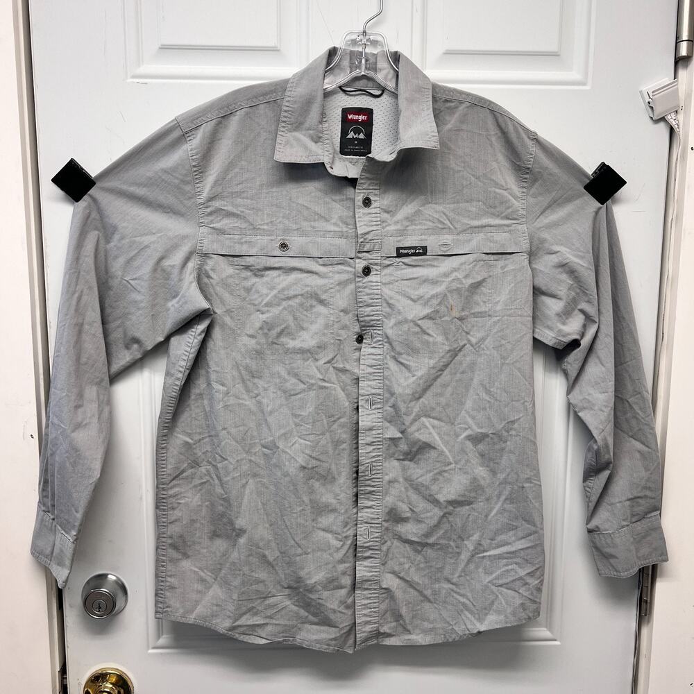 Men's Med Wrangler Long sleeve Button Down Shirt Grunge Rugged Outdoor NOC3784
